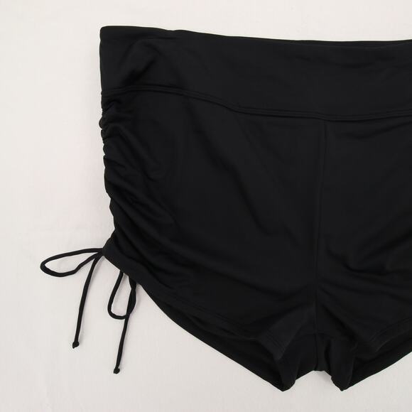 Beach House Swim Shorts Black Ruched Adjustable Side Tie Up UPF Modest 20W NWT - Picture 4 of 15